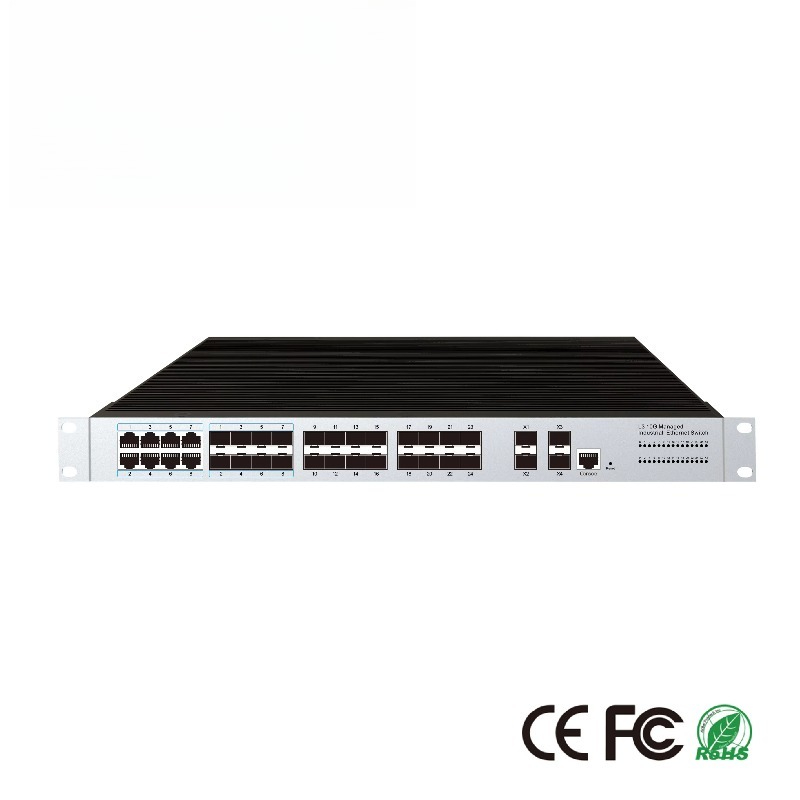 Sfp+ 10G Managed Switch 8 Port - สวิตช์อีเธอร์เน็ตอุตสาหกรรมแบบจัดการได้ 24 พอร์ต SFP, 8 พอร์ตคอมโบ,