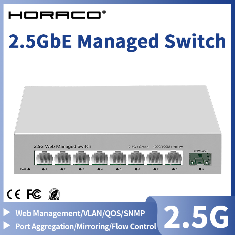 Sfp+ 10G Managed Switch 8 Port - สวิตช์เครือข่ายแบบมีการจัดการ 2.5GbE 8 พอร์ต 2.5GBASE-T พร้อมช่องใส่