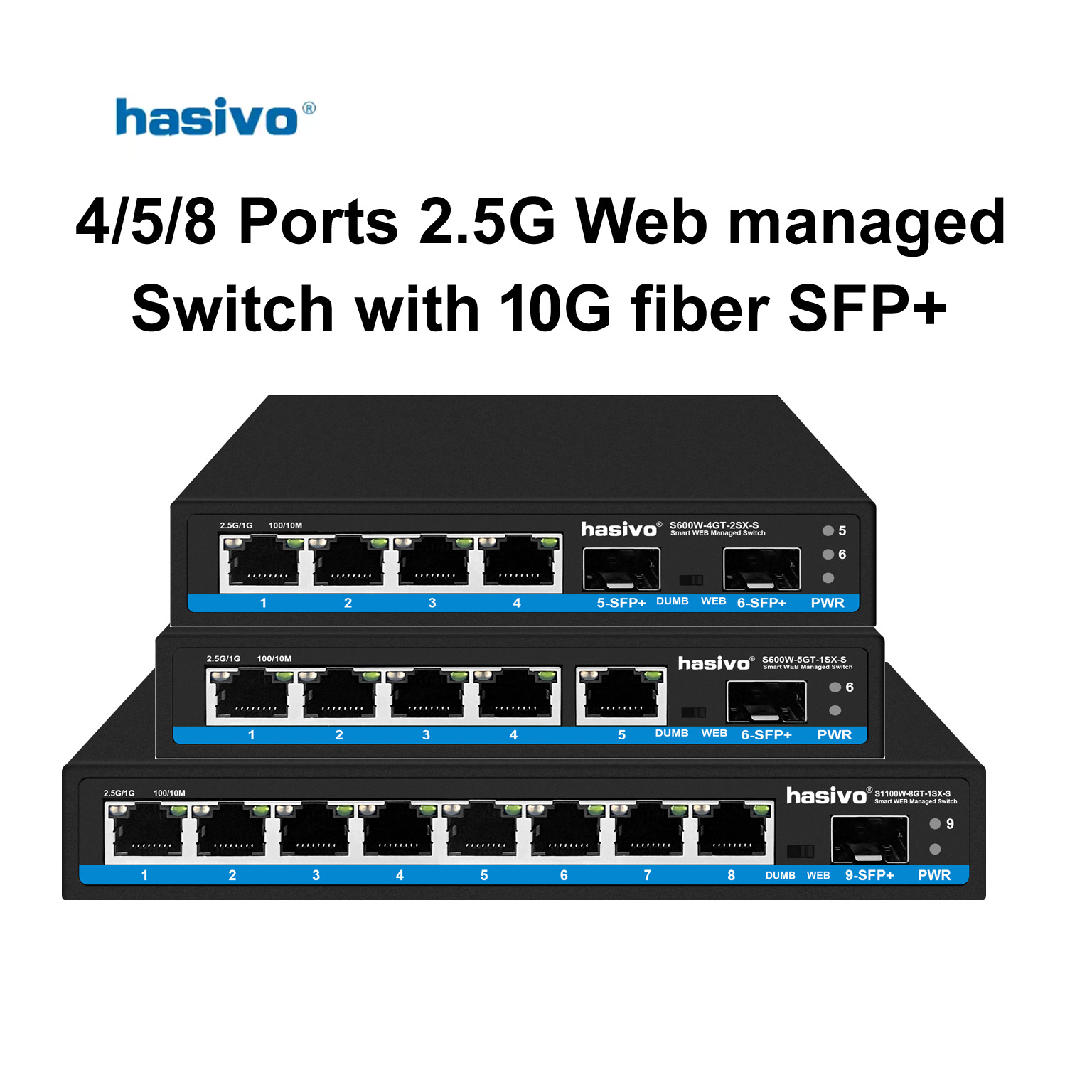 Sfp+ 10G Managed Switch 8 Port - สวิตช์เครือข่าย Hasivo 2.5G 4/5/8 พอร์ต ควบคุมผ่านเว็บไซต์