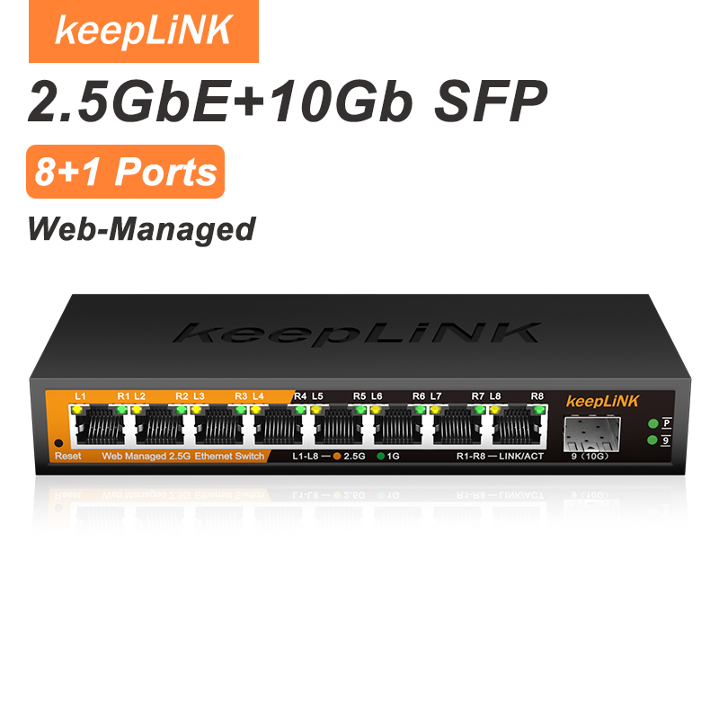 Sfp+ 10G Managed Switch 8 Port - KeepLiNK KP-9000-9XHML-X สวิตช์แบบจัดการได้ 2.5Gb พร้อมพอร์ต 8
