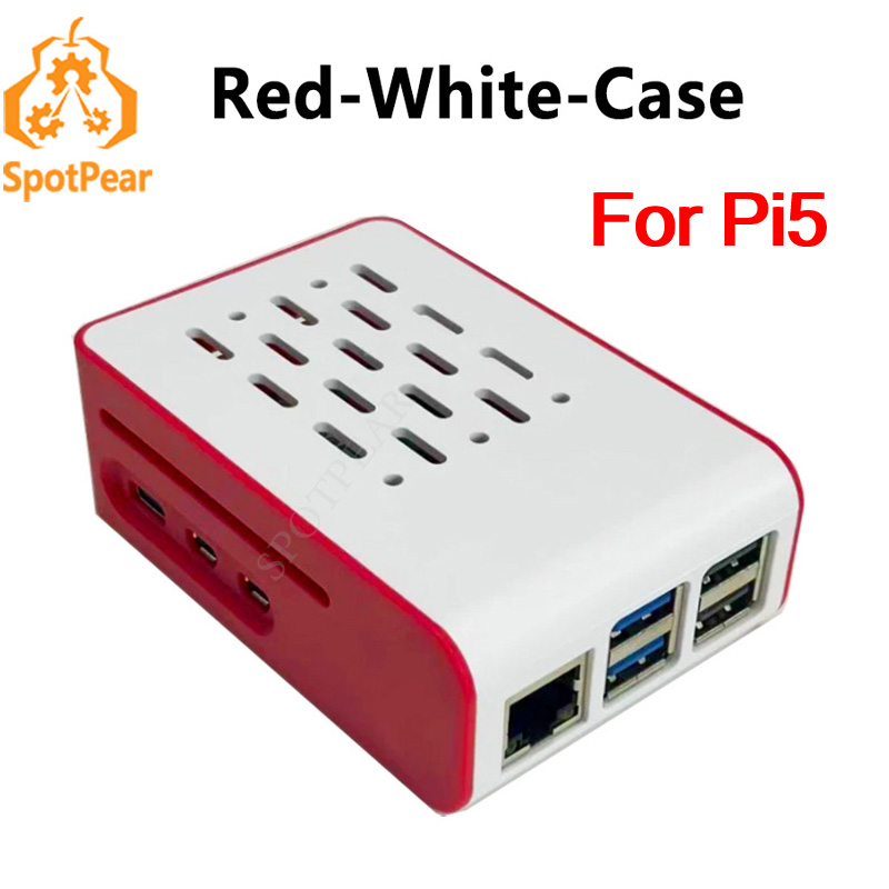 Raspberry Pi 5 8Gb - Raspberry Pi 5 เคสระบายความร้อนสีแดง-ขาวสําหรับ Active Cooler