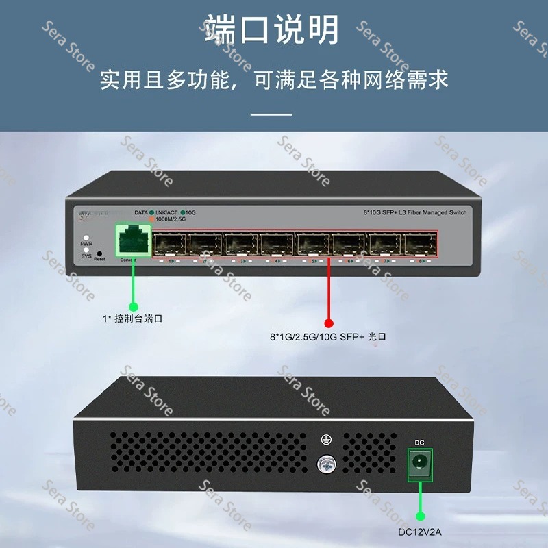 Sfp+ 10G Managed Switch 8 Port - สวิตช์อีเธอร์เน็ต 10 กิกะบิต 8 พอร์ต สำหรับโฮมเซิร์ฟเวอร์