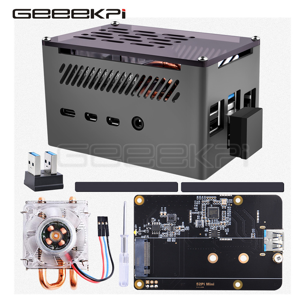 Turing Pi 2 - GeeekPi อลูมิเนียมอิฐสีดำเปลือก M.2 Sata SSD Mini