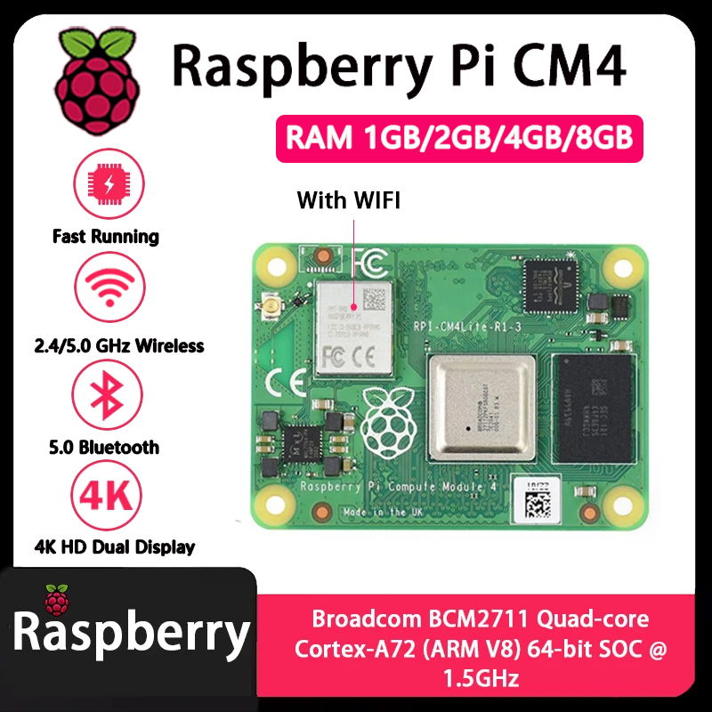 Raspberry Pi CM4 1GB/2GB/4GB/8 - Raspberry Pi Cm4 8Gb Ram 32Gb Emmc Wifi บทวิจารณ์และราคา