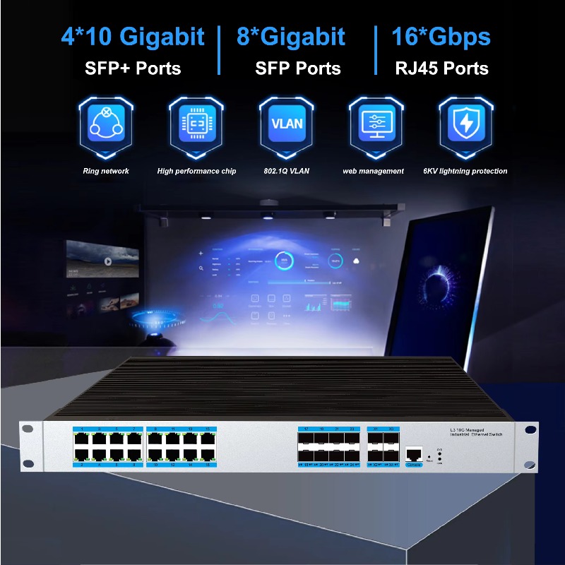 สวิตช์อีเธอร์เน็ตอุตสาหกรรมแบบ - Sfp+ 10G Managed Switch 8 Port บทวิจารณ์และราคา