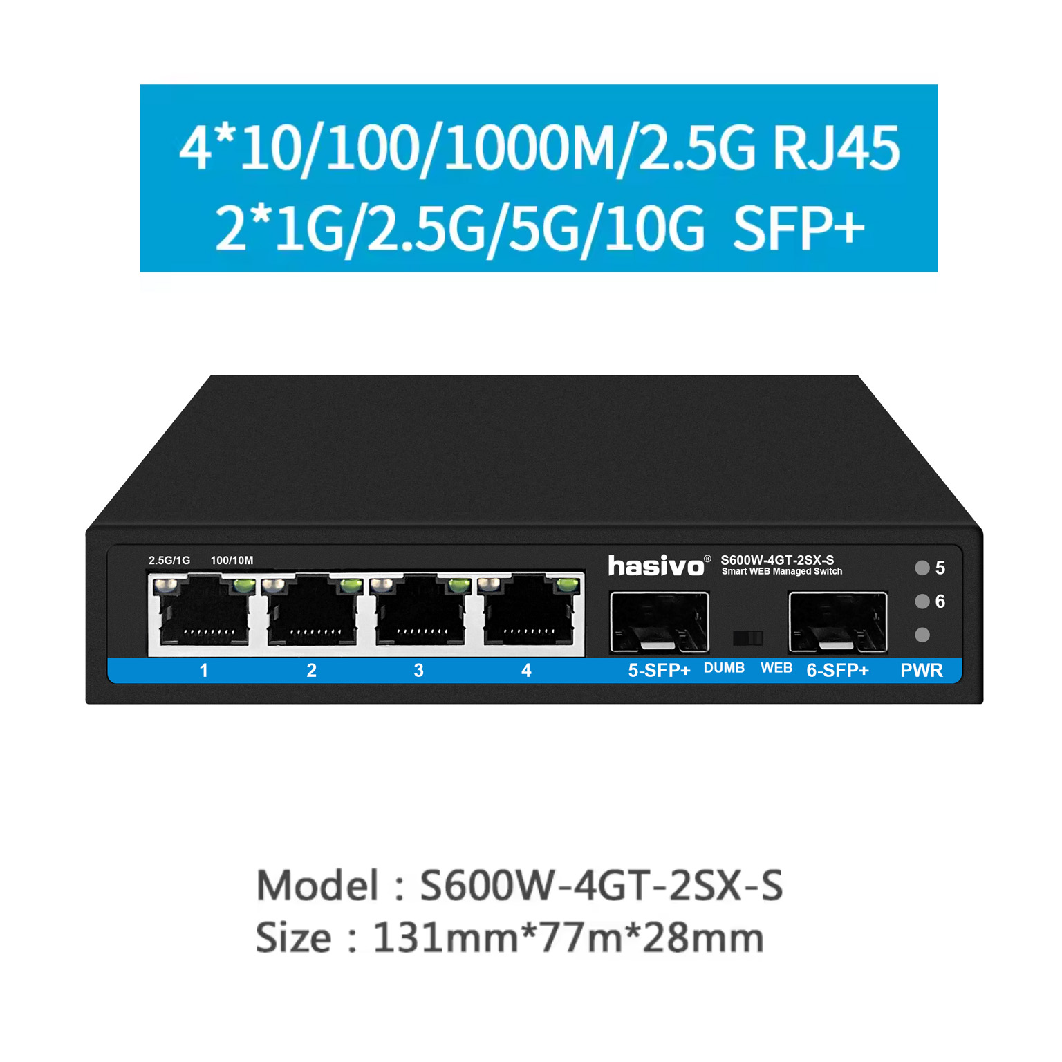 สวิตช์เครือข่าย Hasivo 2.5G 4/ - Sfp+ 10G Managed Switch 8 Port บทวิจารณ์และราคา